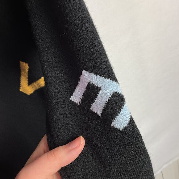 LOVE Sweater by Charlie B Black Long Sleeve Needle Felt Medium - Picture 4 of 12